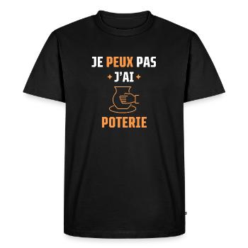 je peux pas j'ai poterie - T-shirt Premium bio Homme - noir - Devant - Nico (187cm)