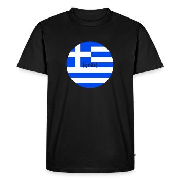 Transcription phonétique en Grèce | Drapeau grec - T-shirt Premium bio Homme - noir - Devant - Nico (187cm)