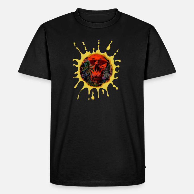 Skull palms splash - Männer Premium Bio T-Shirt - Schwarz