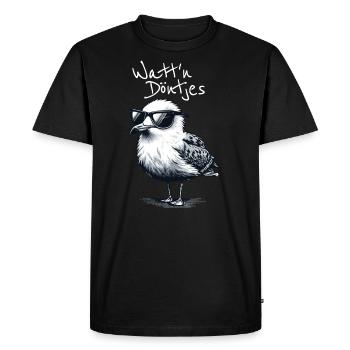 Watt'n Döntjes Coole Möwe Low German Saying - Men's Premium Organic T-Shirt - black - Front - Nico (187cm)