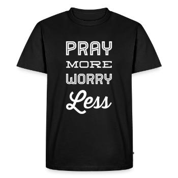 Pray More Worry Less - Men's Premium Organic T-Shirt - black - Front - Nico (187cm)