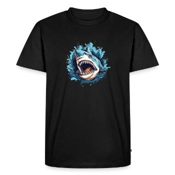 shark fish head 4 - T-shirt Premium bio Homme - noir - Devant - Nico (187cm)