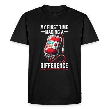 Don de sang Éducation Donner du sang - T-shirt Premium bio Homme - noir - Devant - Nico (187cm)