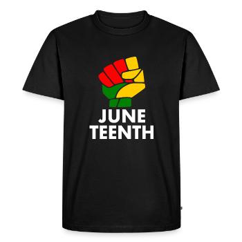 juneteenth - Men's Premium Organic T-Shirt - black - Front - Nico (187cm)