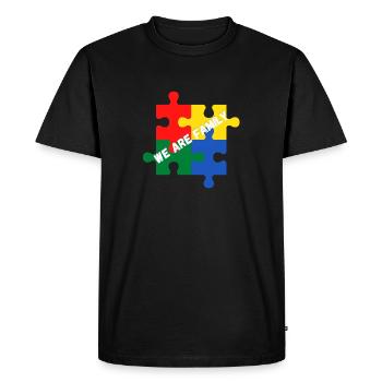 We are family. We are a family - Men's Premium Organic T-Shirt - black - Front - Nico (187cm)