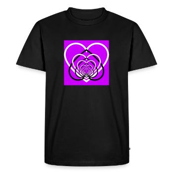 Cœurs Entremêlés Purple White - T-shirt Premium bio Homme - noir - Devant - Nico (187cm)