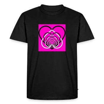 Cœurs Entremêlés Rose - T-shirt Premium bio Homme - noir - Devant - Nico (187cm)