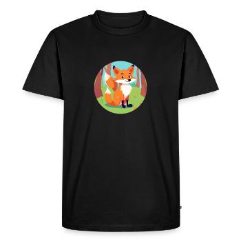Renard dans la forêt d’automne - T-shirt Premium bio Homme - noir - Devant - Nico (187cm)