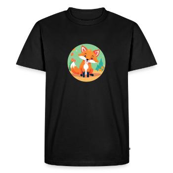 Fox in the autumn forest - Men's Premium Organic T-Shirt - black - Front - Nico (187cm)