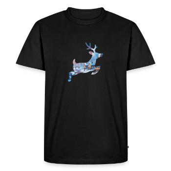 Féérie hivernale en silhouette de cerf - T-shirt Premium bio Homme - noir - Devant - Nico (187cm)
