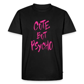 Cute Butt Psycho - Motif d'horreur en rose - T-shirt Premium bio Homme - noir - Devant - Nico (187cm)