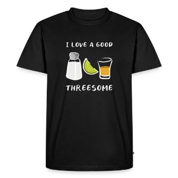 Tequila Threesome Funny Alcohol Party Saying - Men's Premium Organic T-Shirt - black - Front - Nico (187cm)