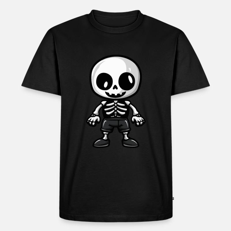 Skelett Halloween Comic - Männer Premium Bio T-Shirt - Schwarz