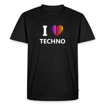 I Love Techno Schranzen Rave - Men's Premium Organic T-Shirt - black - Front - Nico (187cm)