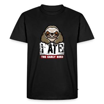 Evil sloth. For morning grouches & late risers - Men's Premium Organic T-Shirt - black - Front - Nico (187cm)