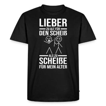 Trop vieux pour cette merde - T-shirt Premium bio Homme - noir - Devant - Nico (187cm)