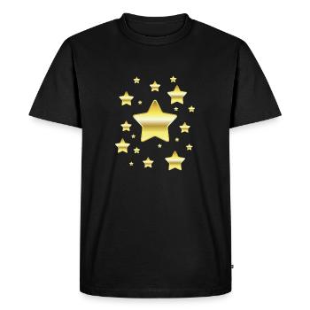 Stars in a simulated gold look - Men's Premium Organic T-Shirt - black - Front - Nico (187cm)