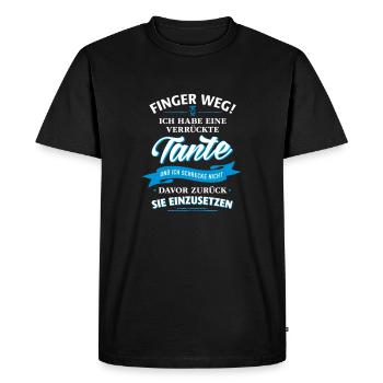 Restez à l'écart! enfant de la famille liée tante fou - T-shirt Premium bio Homme - noir - Devant - Nico (187cm)