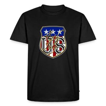 US 4th July - Men's Premium Organic T-Shirt - black - Front - Nico (187cm)