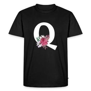 Lettre q floral - T-shirt Premium bio Homme - noir - Devant - Nico (187cm)