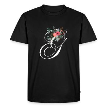 Lettre g fleuris - T-shirt Premium bio Homme - noir - Devant - Nico (187cm)
