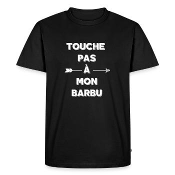 Touche pas à mon barbu - T-shirt Premium bio Homme - noir - Devant - Nico (187cm)