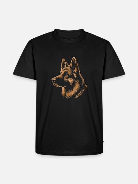 Deutscher Schäferhund Kopf gold kupfer - Männer Premium Bio T-Shirt - Schwarz