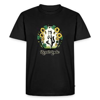 Chat Kitty en mode Zen - T-shirt Premium bio Homme - noir - Devant - Nico (187cm)