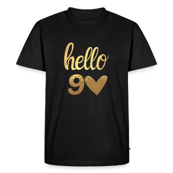 Hello 90 doré - T-shirt Premium bio Homme - noir - Devant - Nico (187cm)