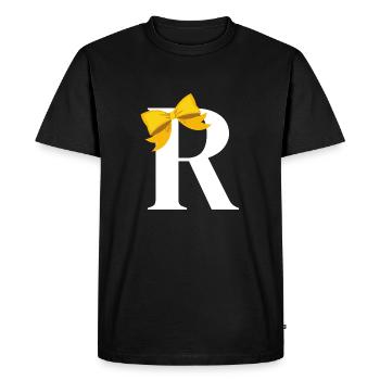 Letter r yellow bow - Men's Premium Organic T-Shirt - black - Front - Nico (187cm)