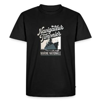 Navigateur Timonier Marine Nationale - T-shirt Premium bio Homme - noir - Devant - Nico (187cm)
