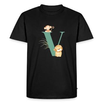 Letter v green jungle animals - Men's Premium Organic T-Shirt - black - Front - Nico (187cm)