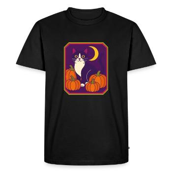 Framed Tuxedo Cat Moon - Men's Premium Organic T-Shirt - black - Front - Nico (187cm)