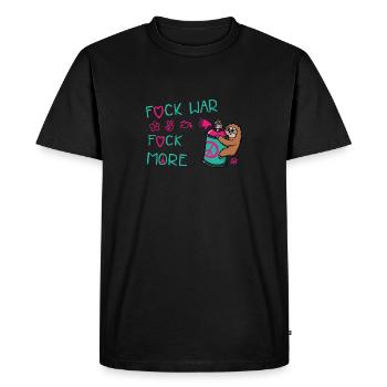 Hippie Sloth | Peace Movement - Men's Premium Organic T-Shirt - black - Front - Nico (187cm)