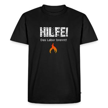 Aide, le laboratoire est en feu! / Chimie / Laboratoire - T-shirt Premium bio Homme - noir - Devant - Nico (187cm)