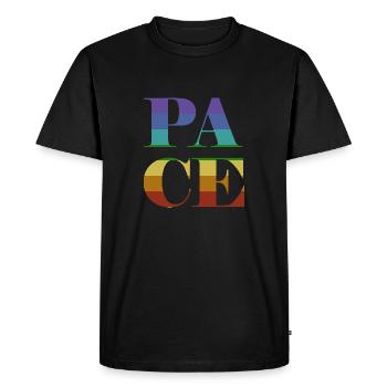 Pace in big colorful letters - Men's Premium Organic T-Shirt - black - Front - Nico (187cm)