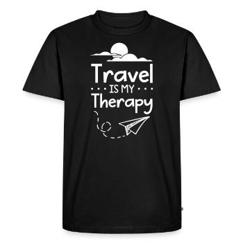 Voyager est ma thérapie - T-shirt Premium bio Homme - noir - Devant - Nico (187cm)