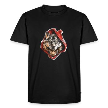 Animal Red Ridin Wolf Pun Graphic Design - Men's Premium Organic T-Shirt - black - Front - Nico (187cm)