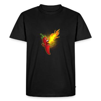 Chili crache du feu - T-shirt Premium bio Homme - noir - Devant - Nico (187cm)