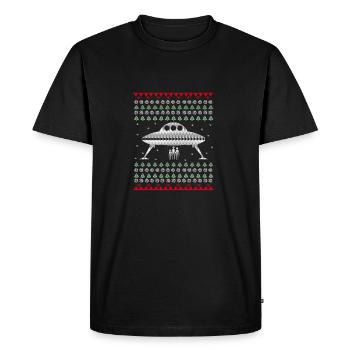 UFO Ugly Xmas Sweater Geschenk Christmas - Männer Premium Bio T-Shirt - Schwarz - Vorne - Nico (187cm)