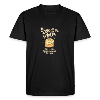 Synonym Rolls Pun Gift English Teacher - Men's Premium Organic T-Shirt - black - Front - Nico (187cm)