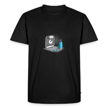 USB Retro disquette - T-shirt Premium bio Homme - noir - Devant - Nico (187cm)