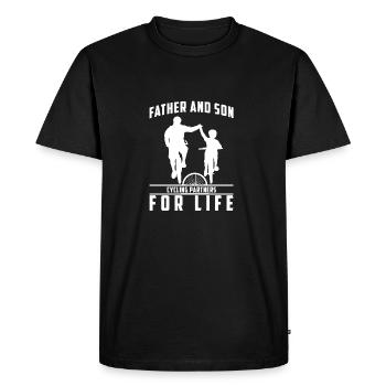 Father and Son - Dad and Son Bicycle Gift - Men's Premium Organic T-Shirt - black - Front - Nico (187cm)