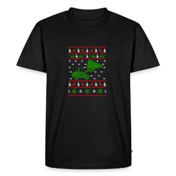 excavator ugly christmas jumper - Men's Premium Organic T-Shirt - black - Front - Nico (187cm)