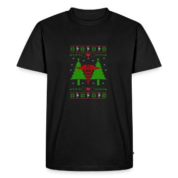 Infirmier infirmière laid de Noël - T-shirt Premium bio Homme - noir - Devant - Nico (187cm)