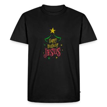 Heureux Jésus Anniversaire | Noël - T-shirt Premium bio Homme - noir - Devant - Nico (187cm)