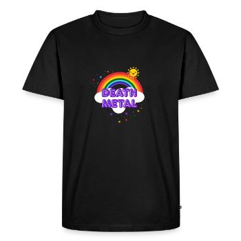 Death Metal Rainbow - Sarcastique Métal Souriant Soleil - T-shirt Premium bio Homme - noir - Devant - Nico (187cm)