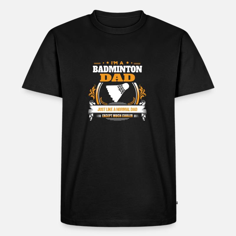 Badminton-Vati-Hemd-Geschenk-Idee - Männer Premium Bio T-Shirt - Schwarz