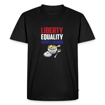 Liberty, Equality Soupe L'Oignon Cool French Food - Men's Premium Organic T-Shirt - black - Front - Nico (187cm)