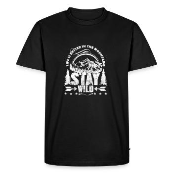 Stay Wild Mountains Hiking Climbing Gift Mountain - Men's Premium Organic T-Shirt - black - Front - Nico (187cm)